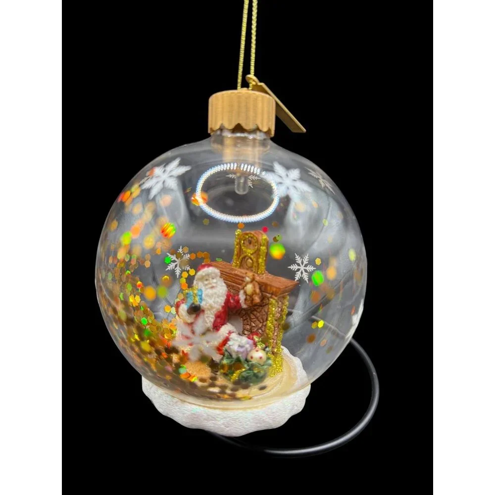 Katherine’s Collection Santa Fireplace Glass Light-up Dome Diarama Lrg.Ornament - Picture 2 of 7